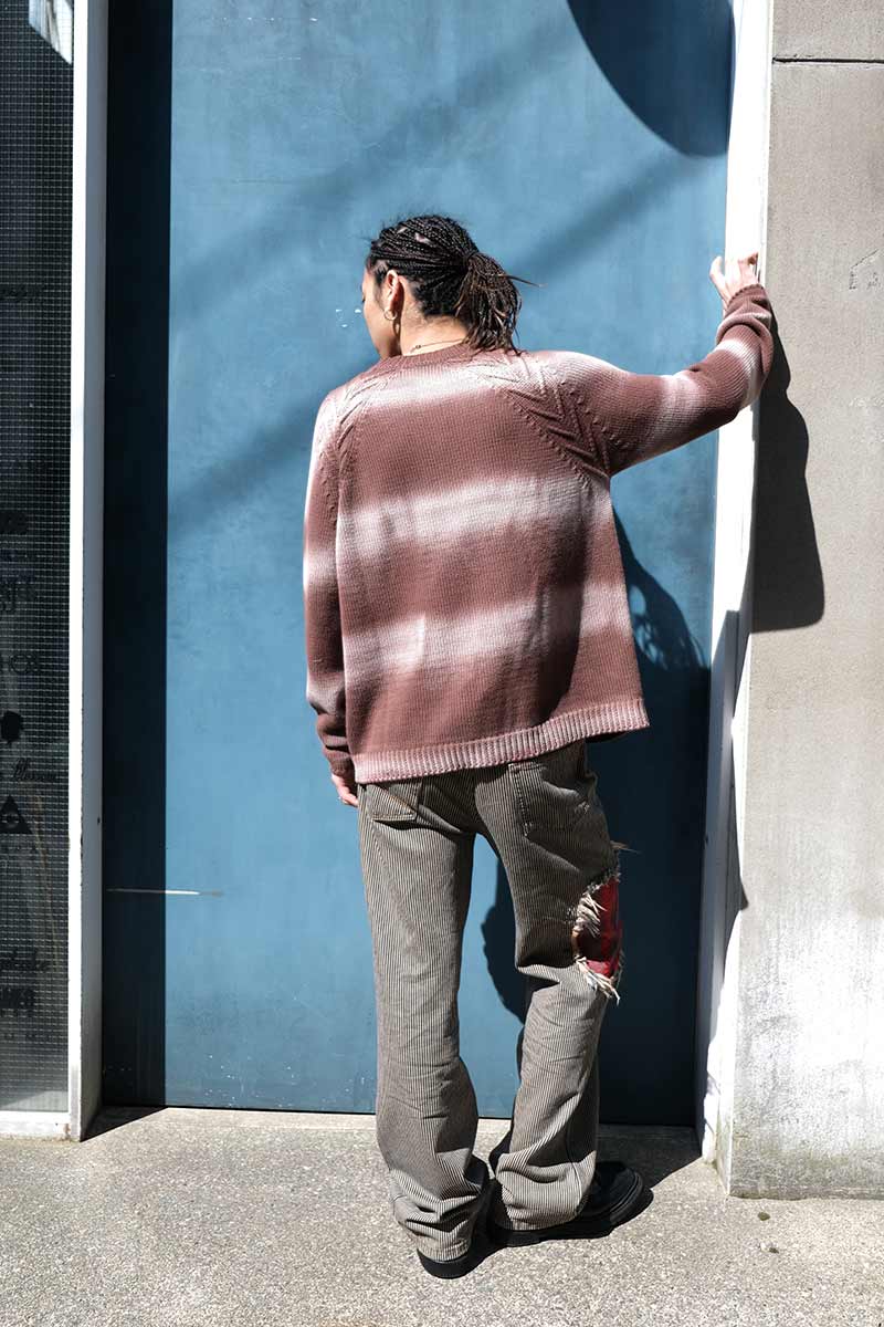 TYRE TRACK WASHED CARDIGAN / WASHED BROWN [30%OFF]