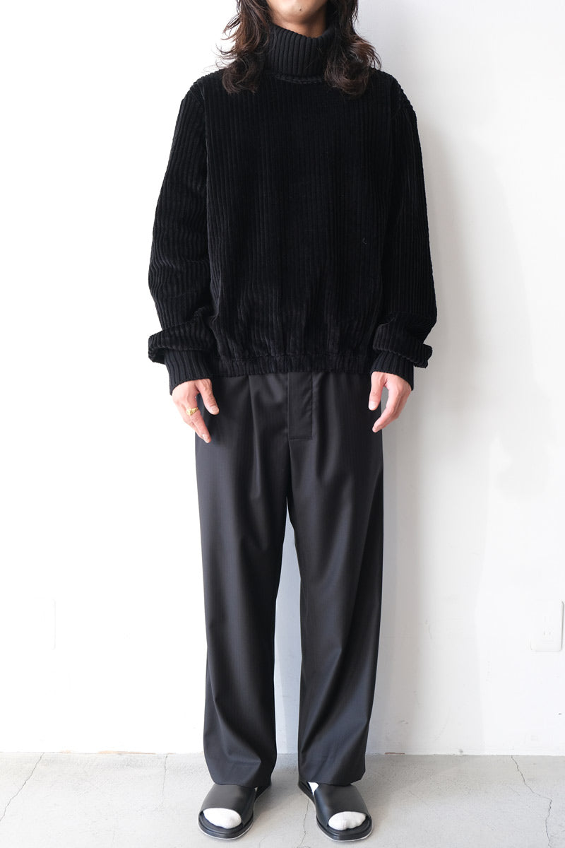S17 NO.288 FINE WOOL DRAWSTRING TROUSERS / BLACK HERRINGBONE [가나자와점]