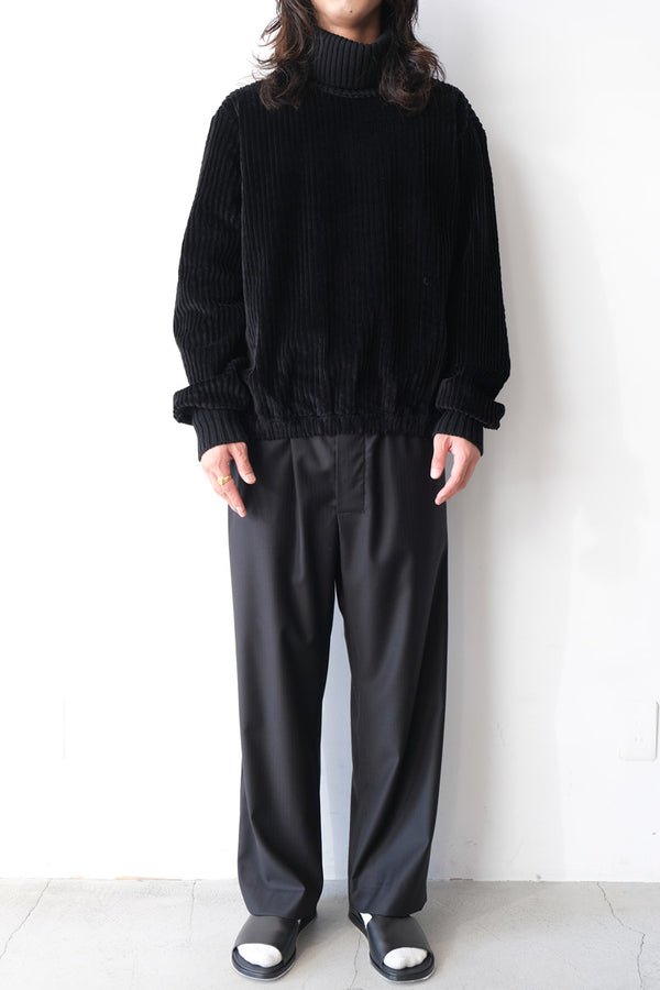 S17 NO.288 FINE WOOL DRAWSTRING TROUSERS / BLACK HERRINGBONE [金沢店]