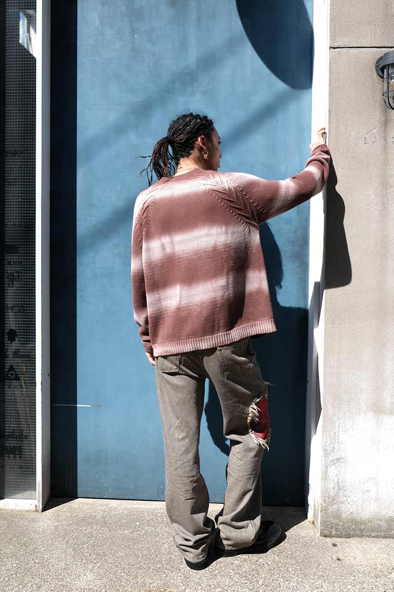 TYRE TRACK WASHED CARDIGAN / WASHED BROWN [30%OFF]