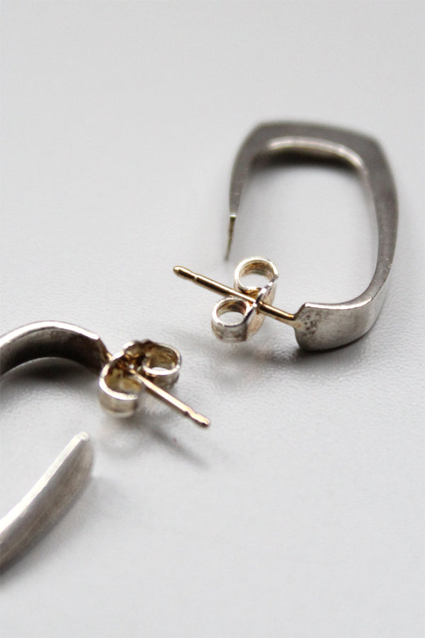 925 SILVER EARRINGS w/14K POSTS / SILVER/GOLD