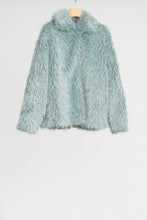 Load image into Gallery viewer, ECO FUR SNAP FRONT JACKET / SAX BLUE