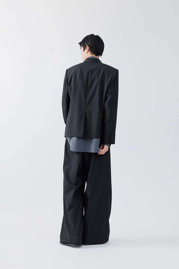 STRIPE WOOL DOUBLE BREASTED JACKET .16 / BLACK ST