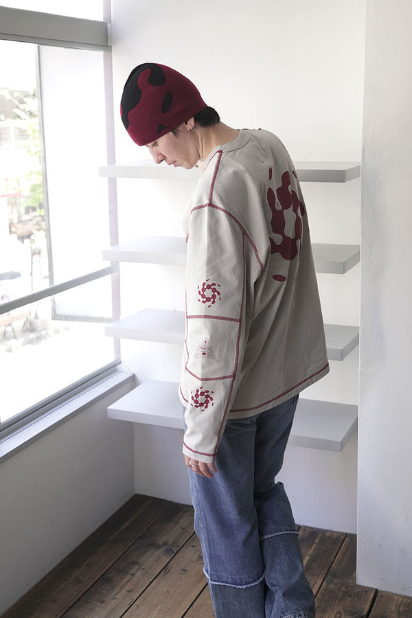 INFO STITCH ORGANIC LONG SLEEVE / LIGHT GREY [20%OFF]