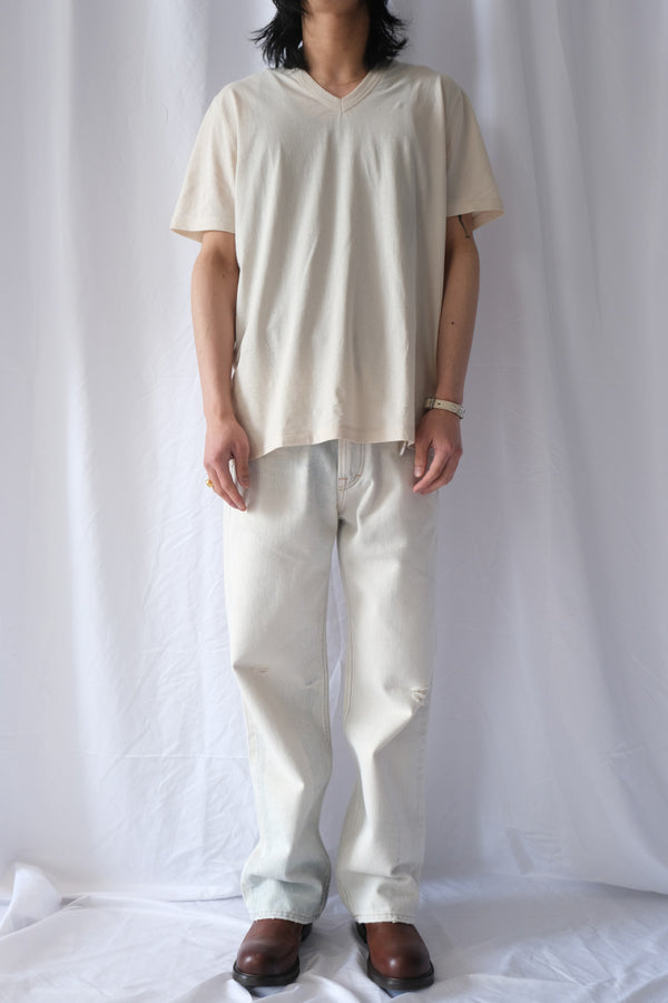 GORGE V-NECK / CREAM HIGH TWIST JERSEY