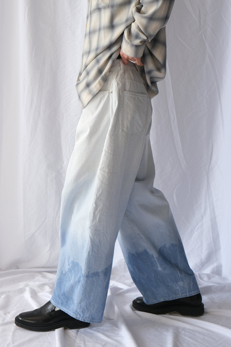 SHIBORI-BASSEN BARREL DENIM PANTS / BLEACH