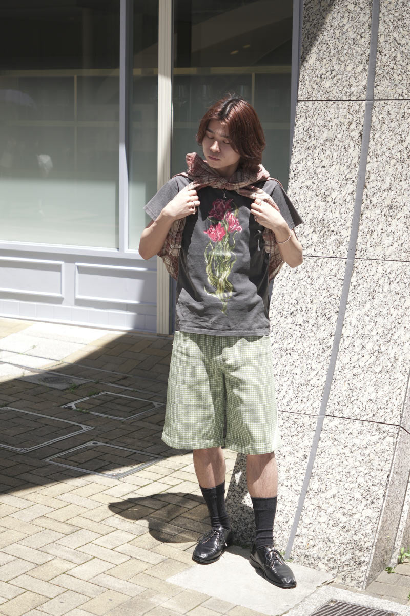 NASEDO SHORTS / SOFT GREEN CHECK