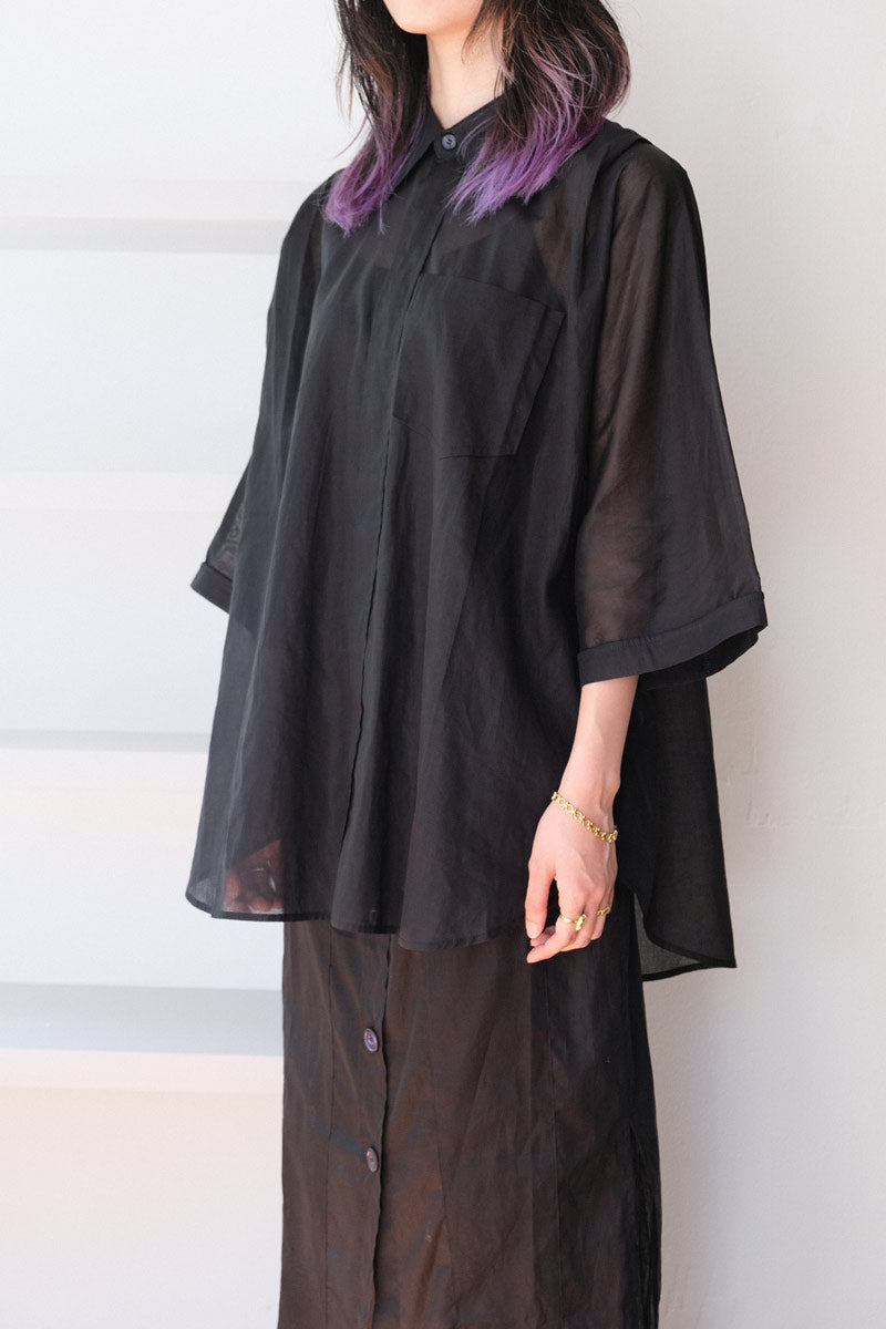 TRUNK SHIRT / BLACK ORGANZA [40%OFF]