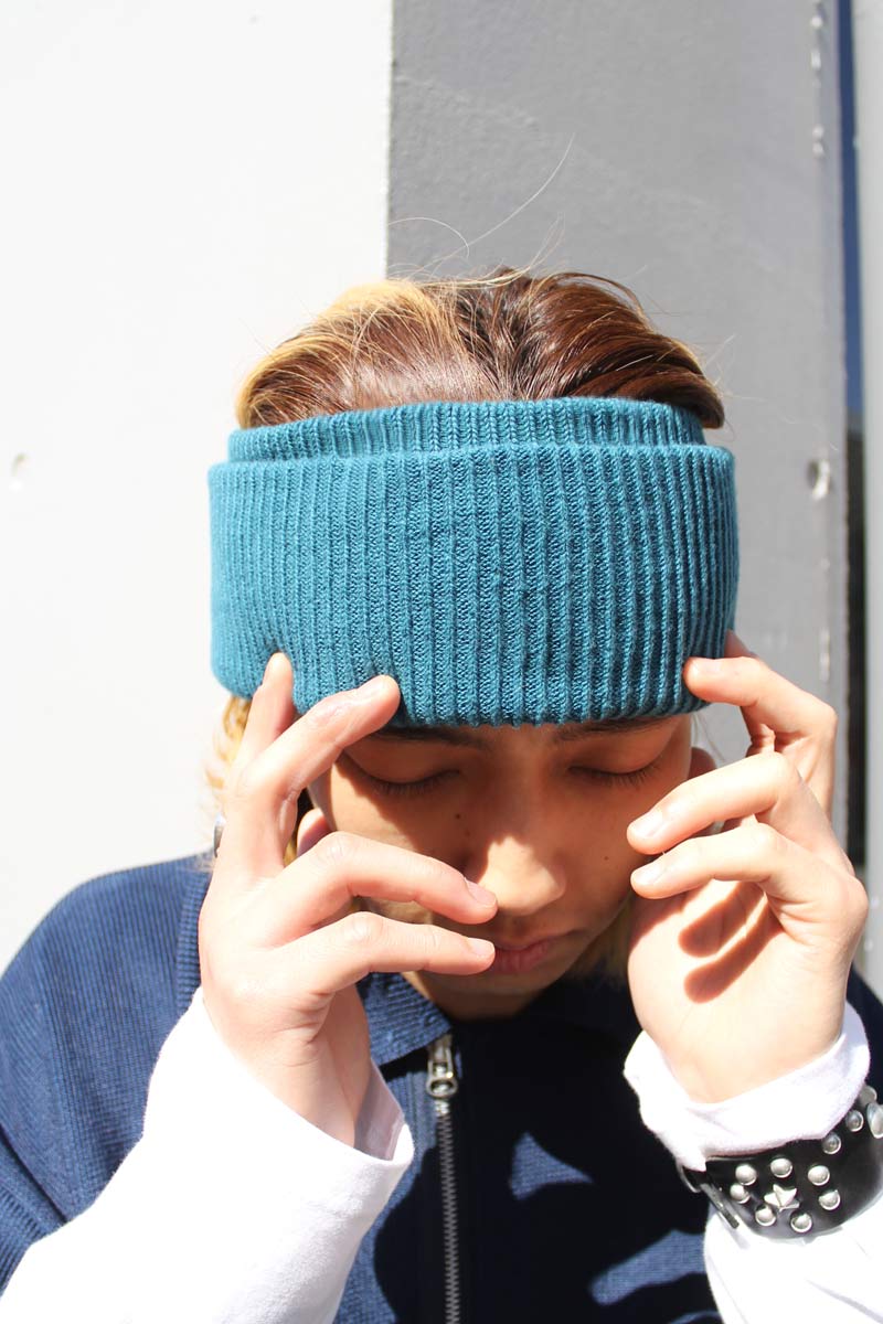 COTTON FLAP HEAD BAND / DARK GREEN 