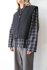 TOP VEST / EVENING BLACK BOUCLE WOOL