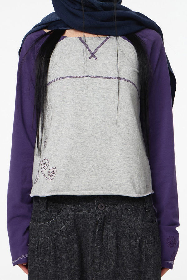 CUT-OFF RAGLAN LONG SLEEVE / PURPLE