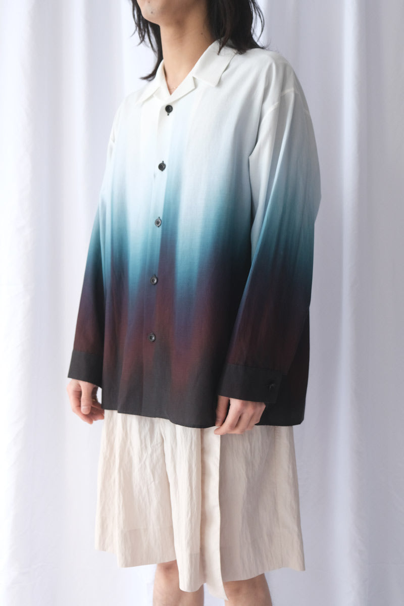 BASSEN PRINT OVER SHIRT / BLUE GRAY