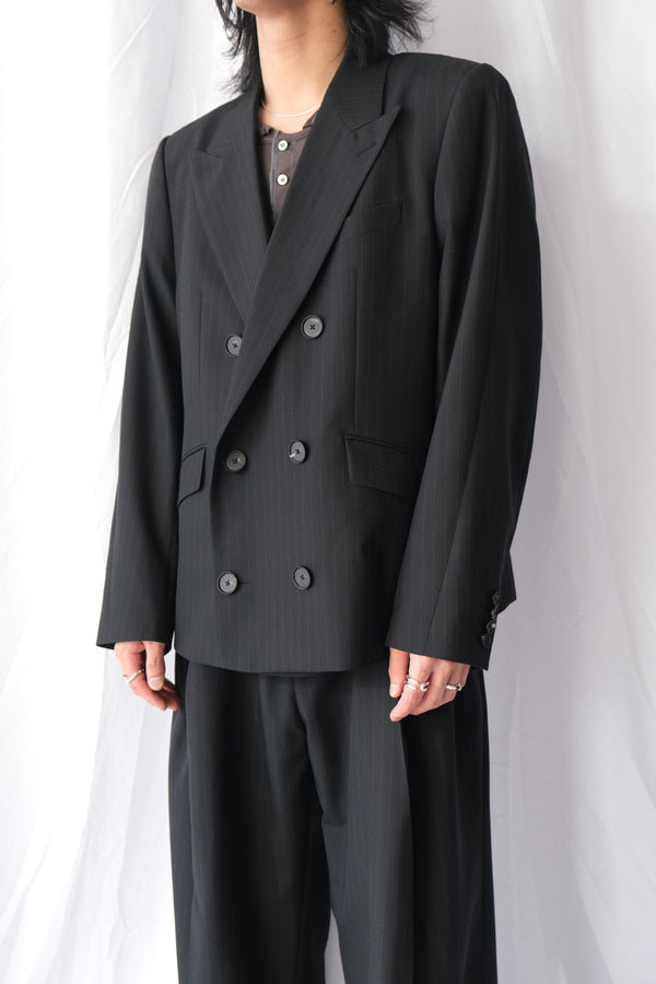 STRIPE WOOL DOUBLE BREASTED JACKET .16 / BLACK ST