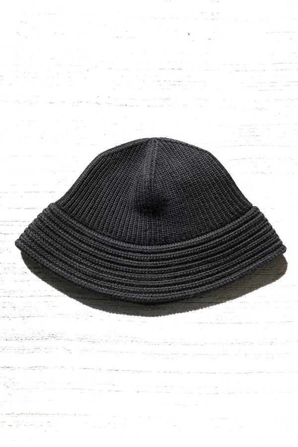 COTTON KNIT BALLOON HAT / BLACK 