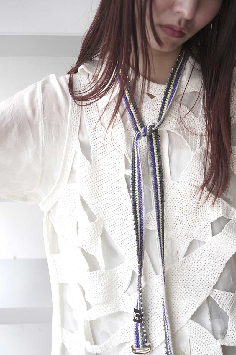 HAND CROCHET BEADED BELT / MULTI [20%OFF]