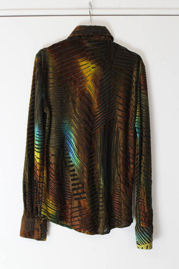 KO'S | 90'S L/S DESIGN VELOUR SHIRT [USED]