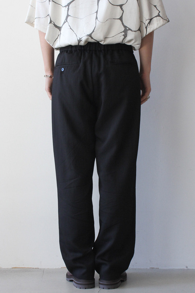 VISCOSE WOOL STRETCH EASY PANTS / BLACK [40% OFF]