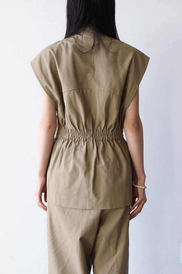 POCKETS UTILITY GILET / BEIGE [40%OFF]