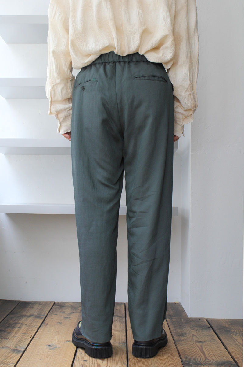 VISCOSE WOOL STRETCH EASY PANTS / GREEN [40%OFF]
