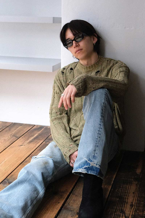 UNDERGROUND SWEATER / GREEN MELANGE [50%OFF]