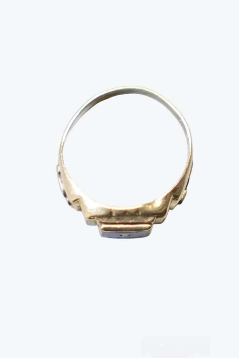 10K GOLD FREEMASON RING 4.2G / GOLD/BLUE