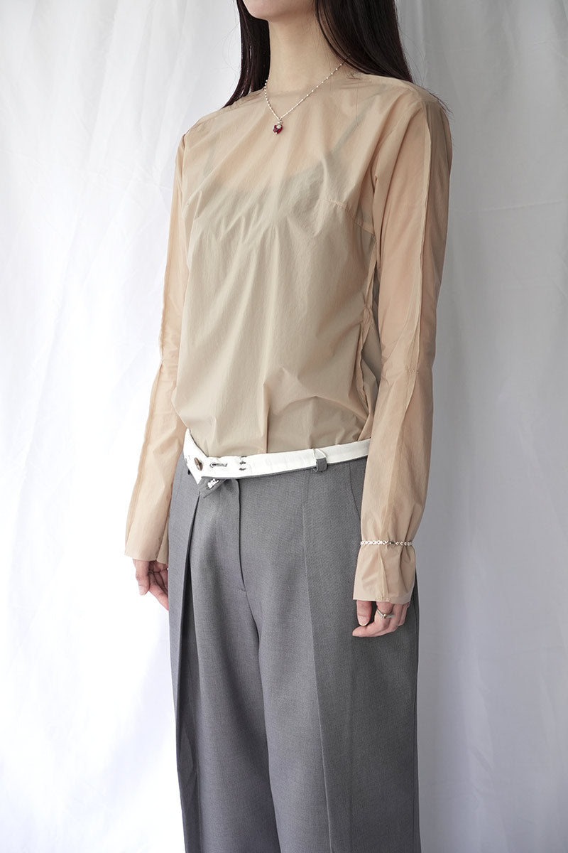NYLON STRETCH TAFFETA SEAM TOP / NUDE