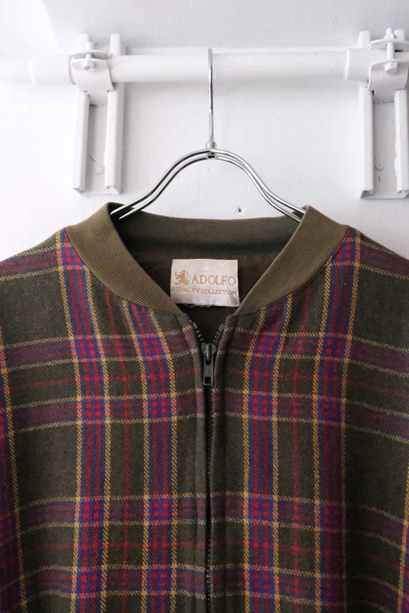 ADOLFO | 70'S WOOL CHECK ZIP JACKET [USED]