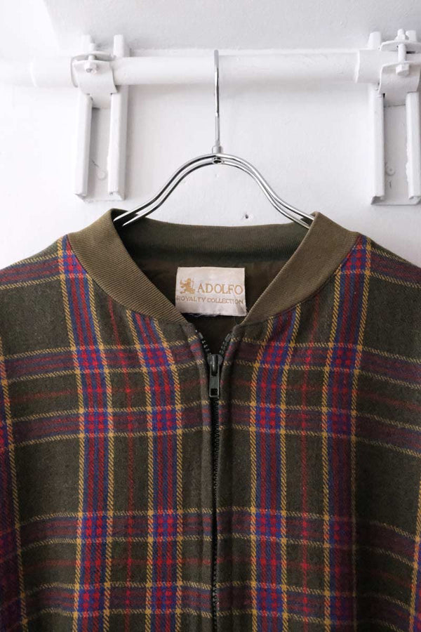 ADOLFO | 70'S WOOL CHECK ZIP JACKET [USED]
