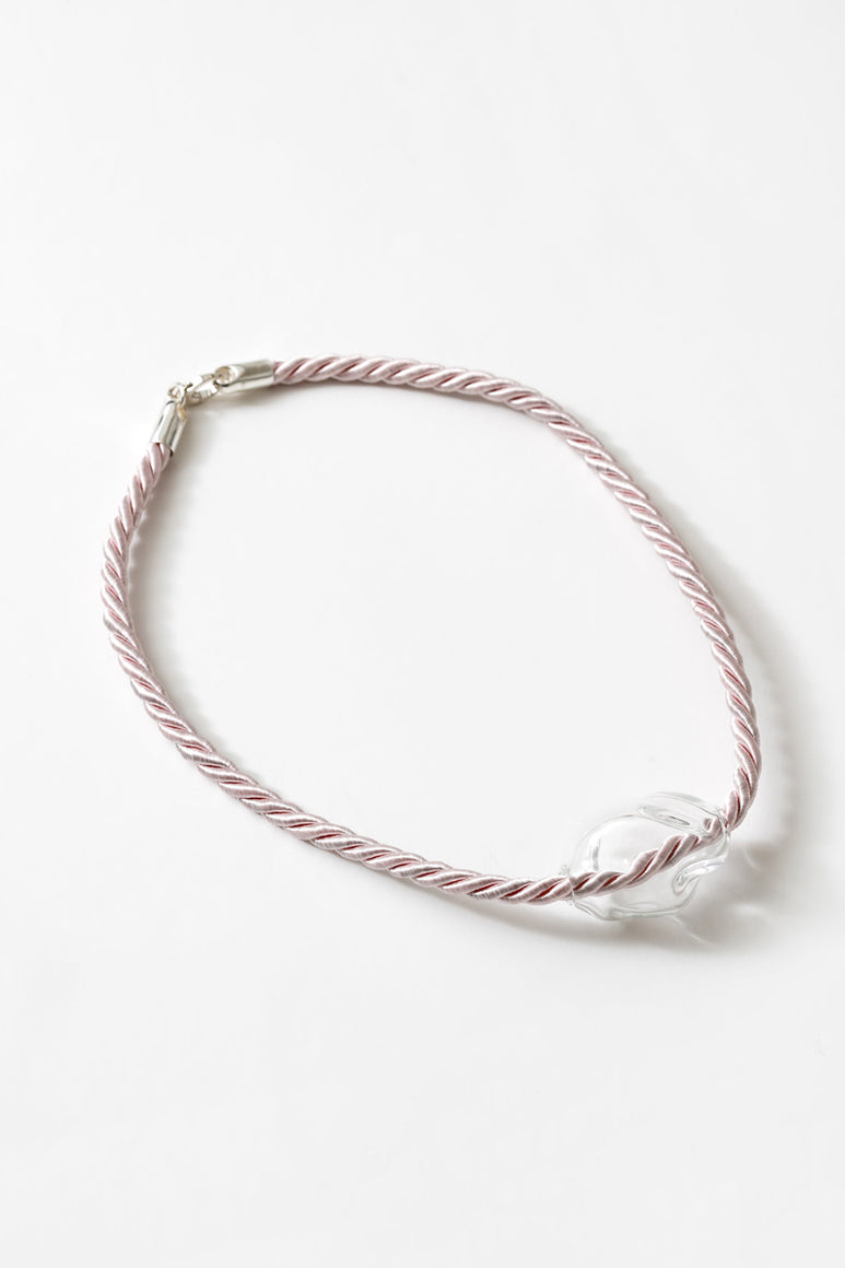 GLASS BEAD NECKLACE / PINK CORD