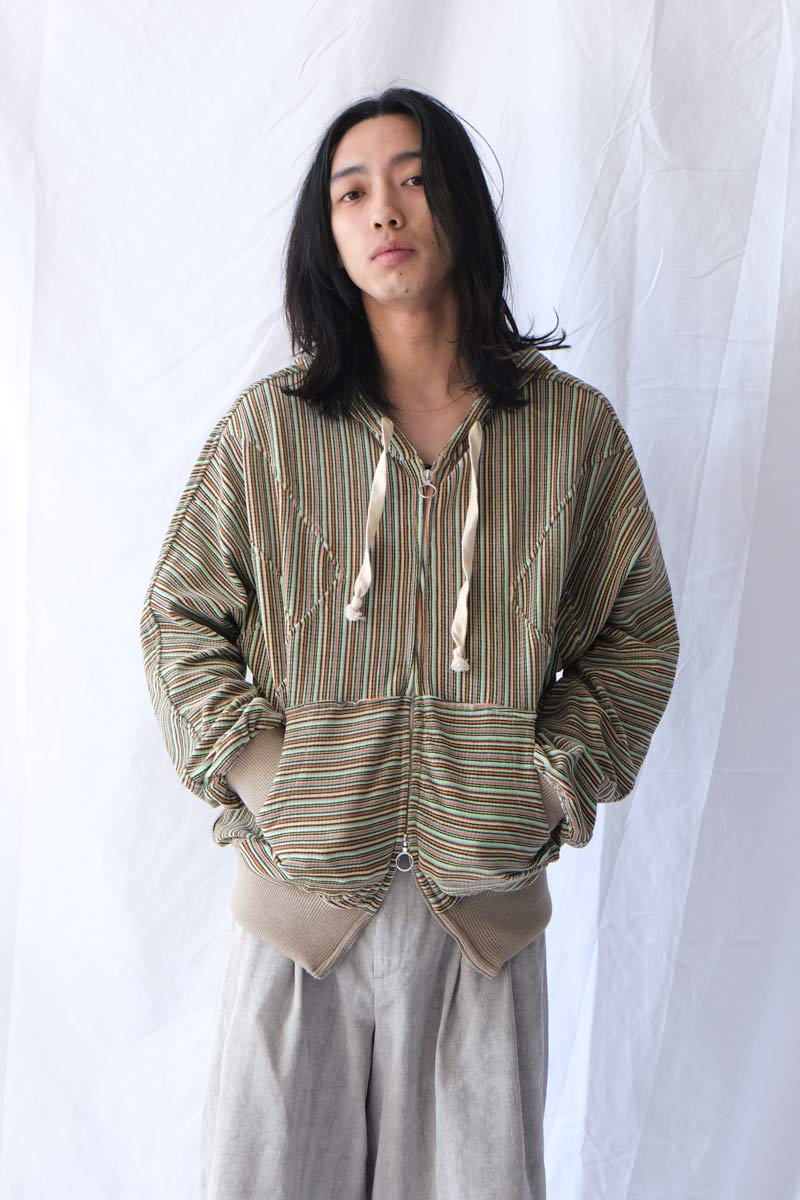 FLEX HOODIE / GREEN-GREY-ORANGE