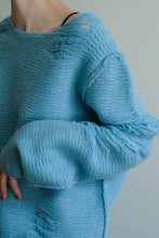 画像をギャラリービューアに読み込む, EXTRA FINE MERINO WOOL DISTRESSED SWEATER / SKY