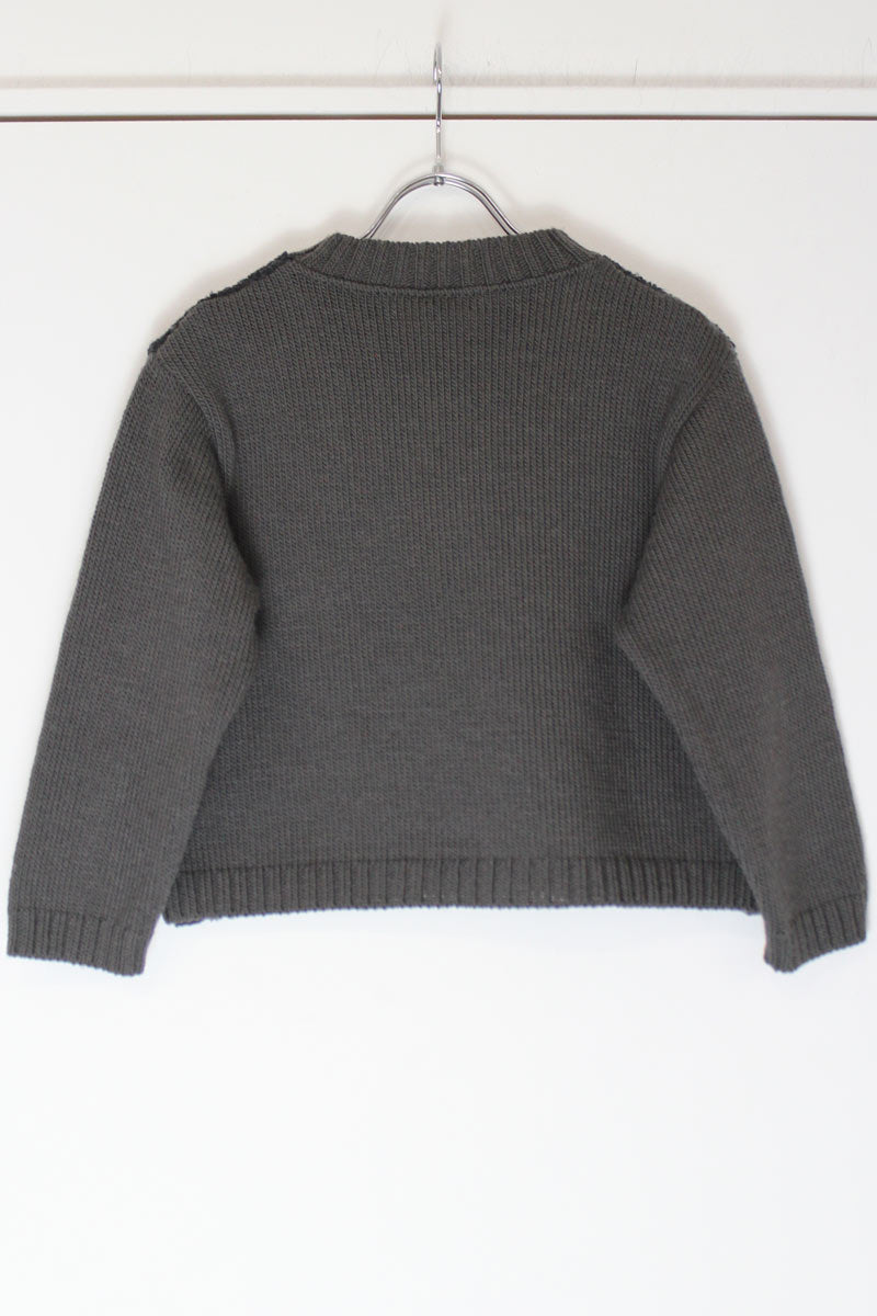 DRIES VAN NOTEN | 브이넥 크롭 스웨터 / 차콜/그레이 [USED]
