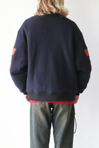 WOOL BOMBER JACKET / DARK BLUE/BLACK