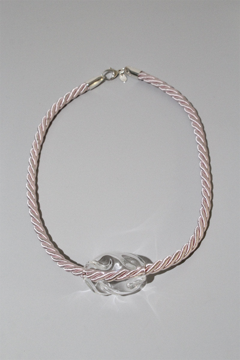 GLASS BEAD NECKLACE / PINK CORD [30% OFF]