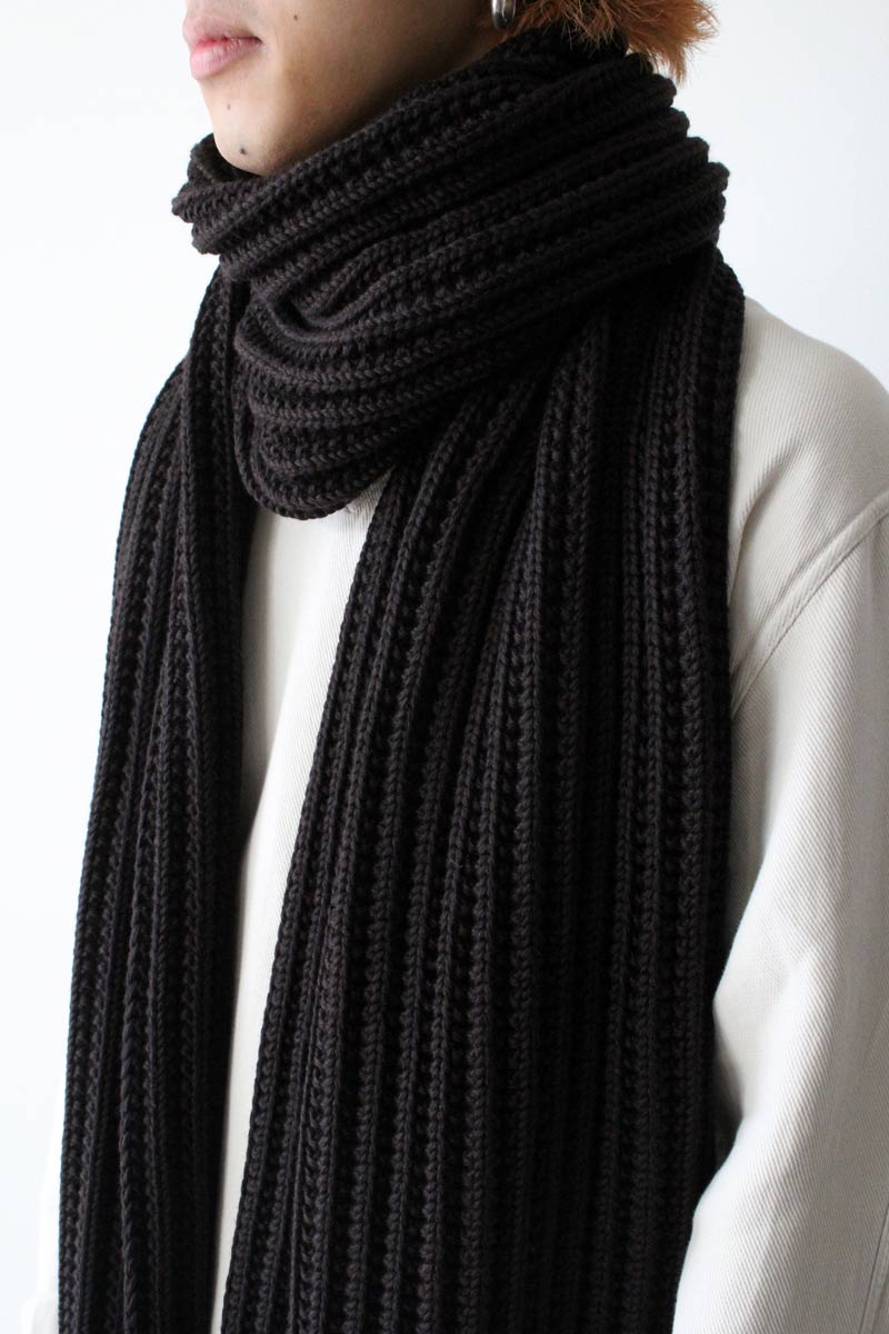 SCARF OPEN RIB-WOOLY / BROWN [40%OFF]