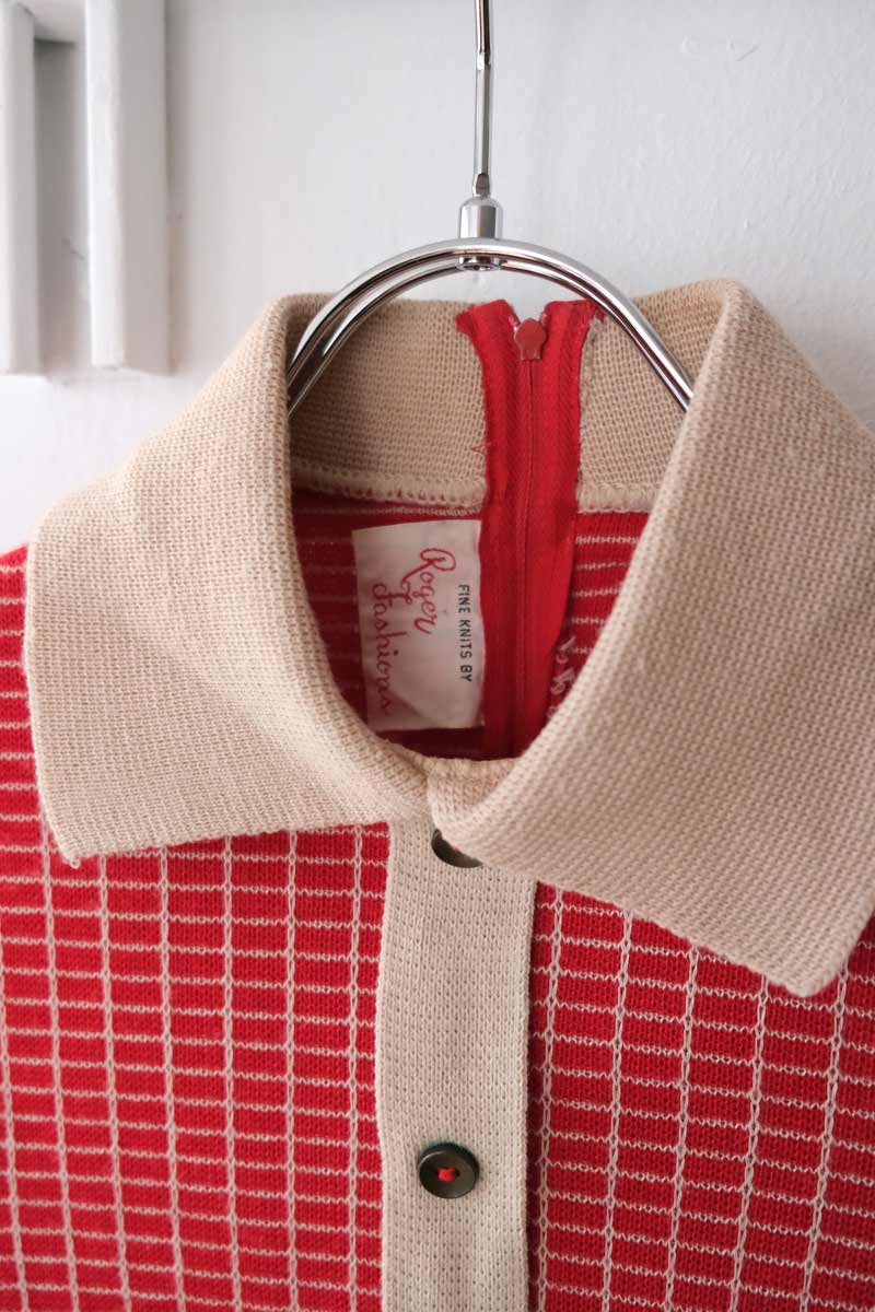 ROGER FASHIONS | 80'S CHECK POLO KNIT [USED]