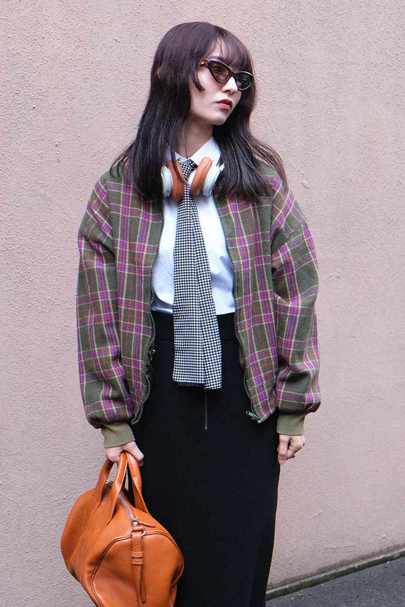 ADOLFO | 70'S WOOL CHECK ZIP JACKET [USED]