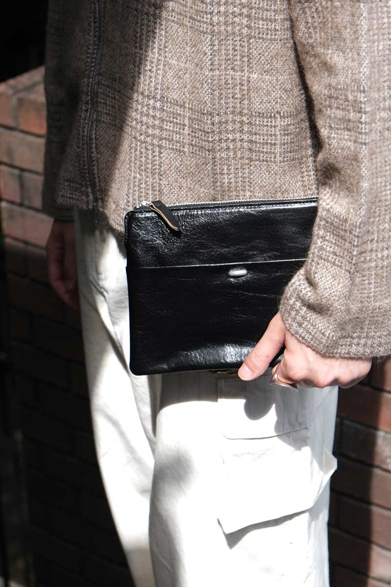 斉藤 OUR LEGACY／VINTAGE BLACK LEATER SUPPORTER ORGANIZER / TRUE DYE BLACK LEATHER – STOCK