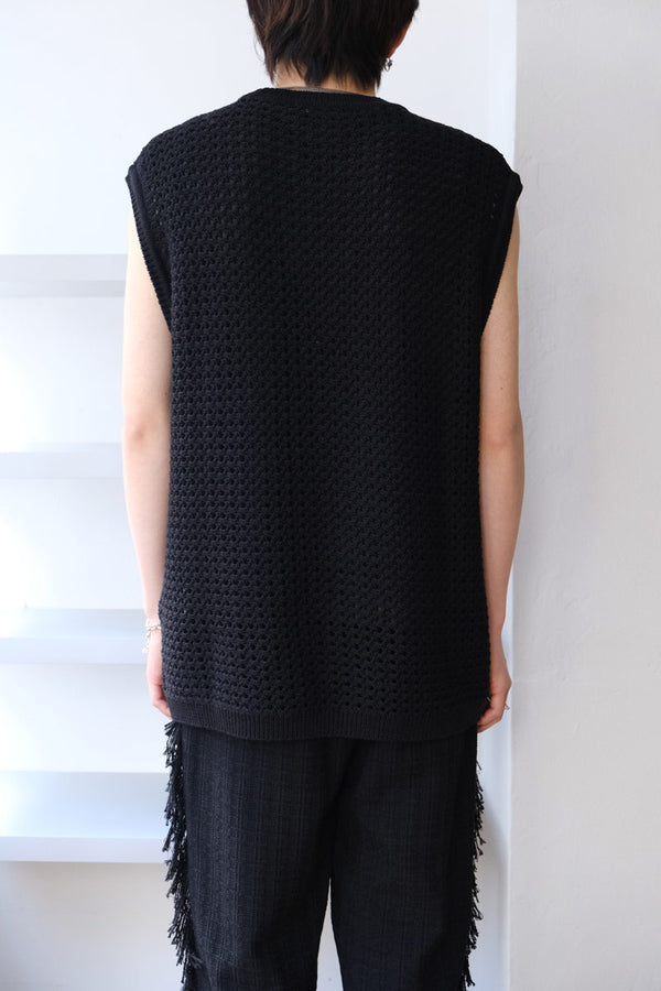 LILY YARN MESH KNIT VEST / BLACK [40% OFF]