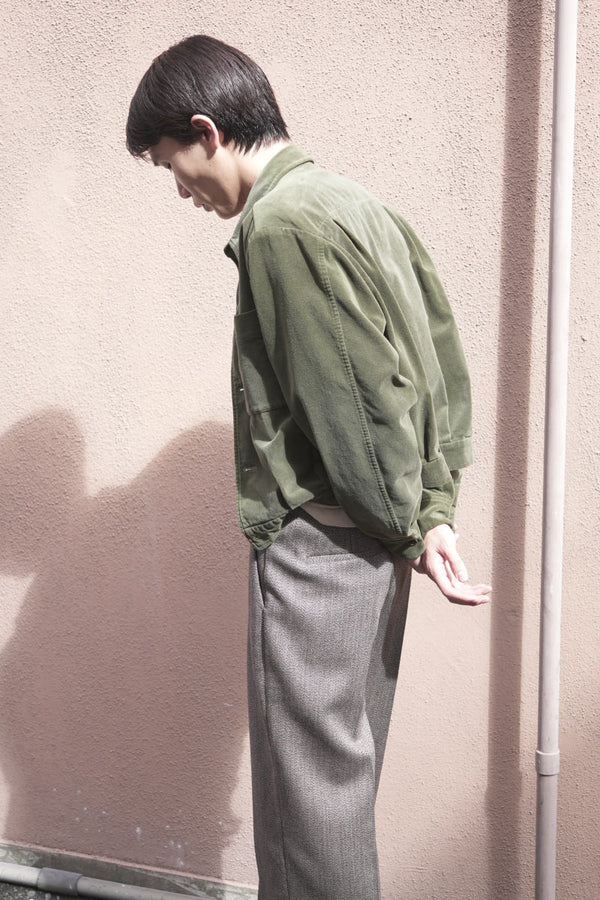 VELVETEEN FADE DYED SHORT SHIRT / LIGHT KHAKI