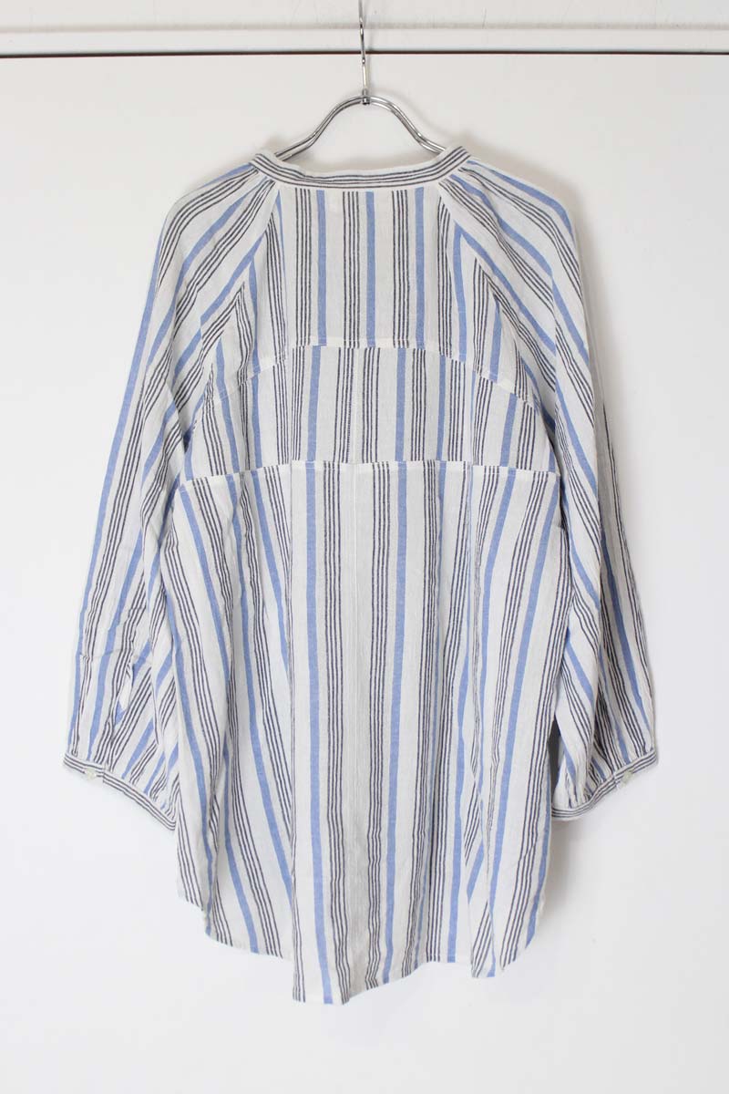 APIECE APART | L/S BAND COLLAR COTTON STRIPE SHIRT [USED]