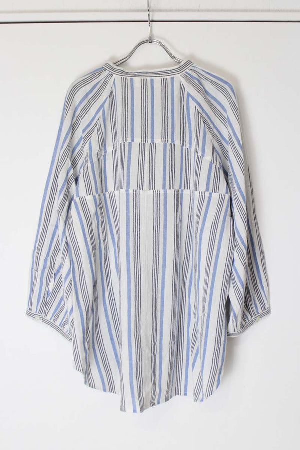 APIECE APART | L/S BAND COLLAR COTTON STRIPE SHIRT [USED]