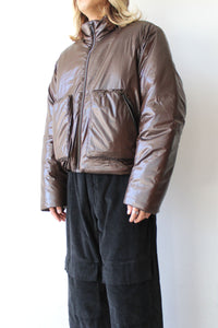 BOX JACKET / SHINY BROWN NYLON