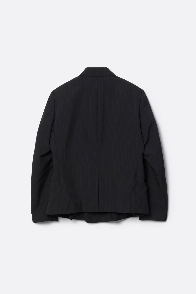 STRIPE WOOL DOUBLE BREASTED JACKET .16 / BLACK ST