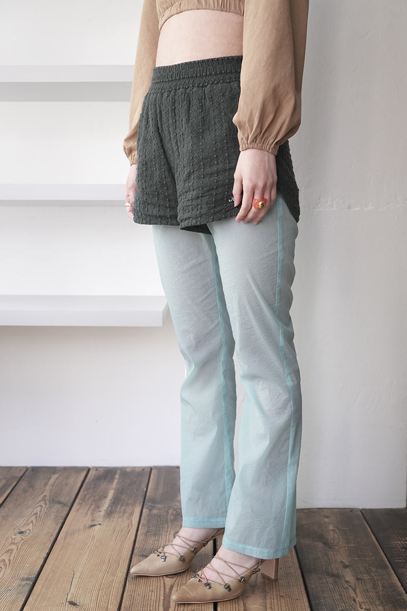 SKIN PU SEE-THROUGH PANTS / LIGHT BLUE