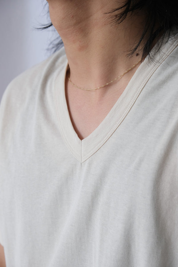 GORGE V-NECK / CREAM HIGH TWIST JERSEY