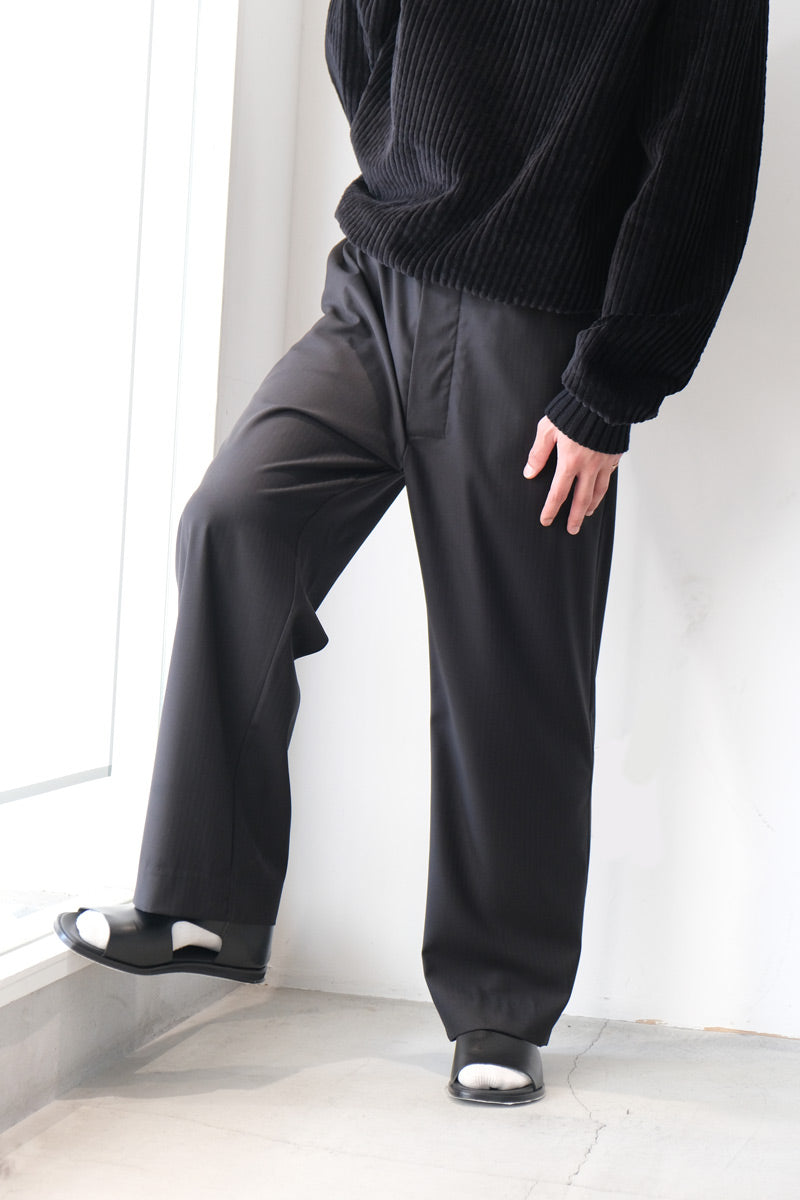S17 NO.288 FINE WOOL DRAWSTRING TROUSERS / BLACK HERRINGBONE [가나자와점]