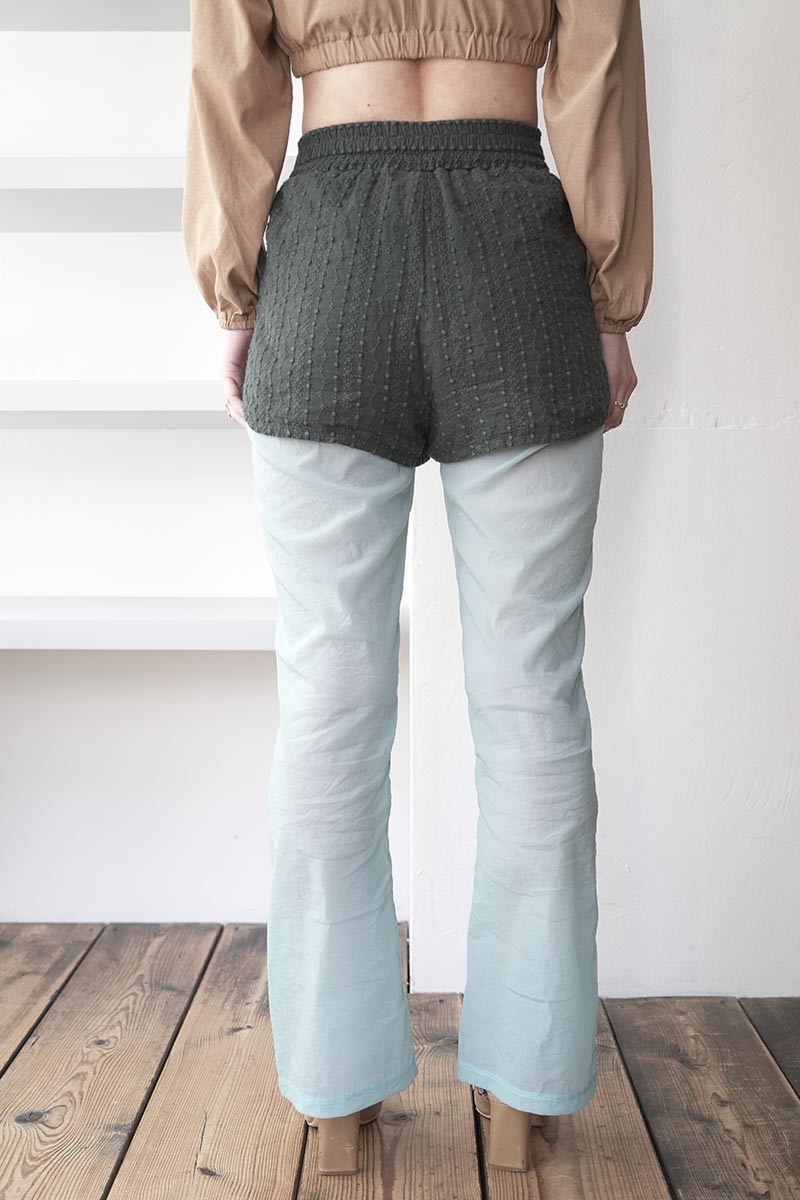 SKIN PU SEE-THROUGH PANTS / LIGHT BLUE