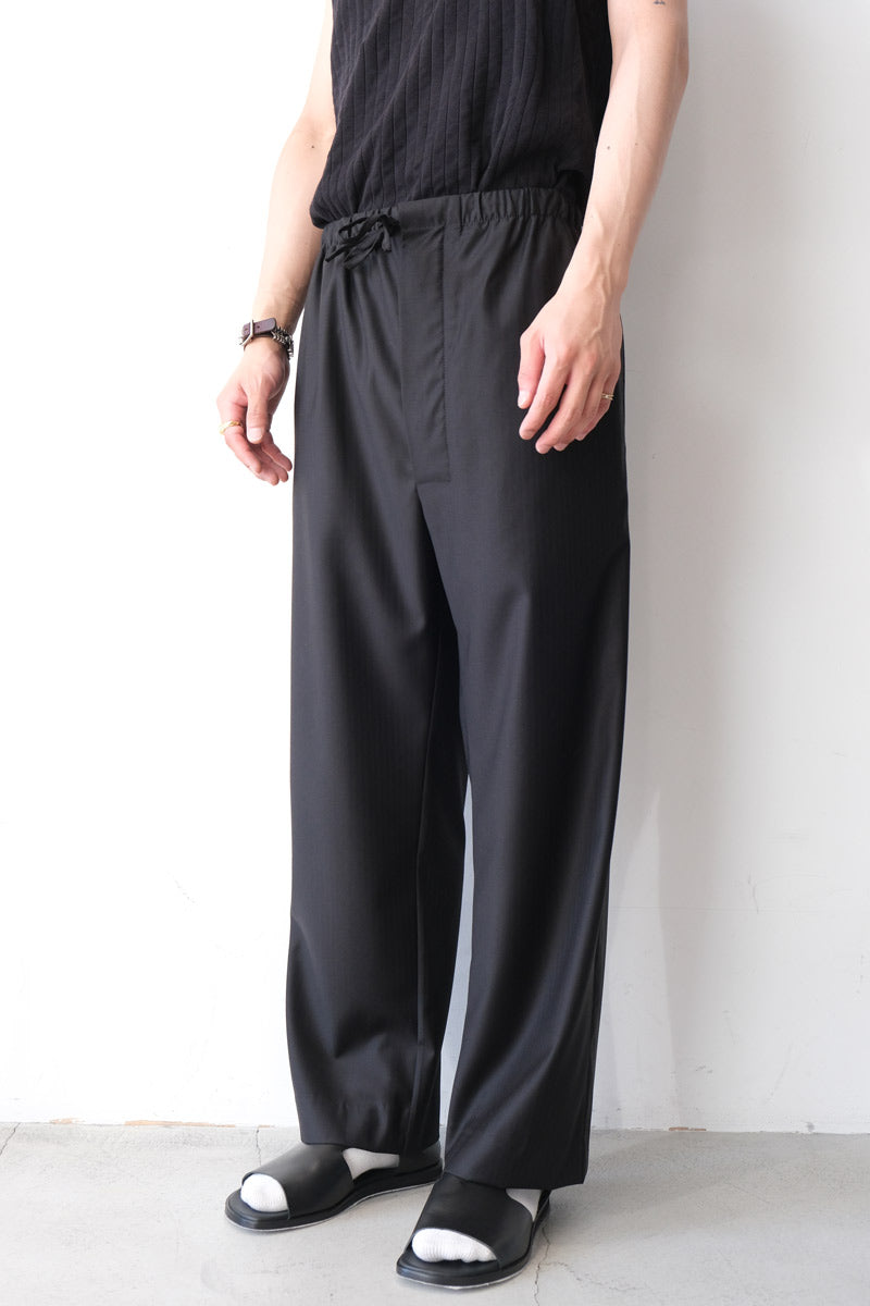 S17 NO.288 FINE WOOL DRAWSTRING TROUSERS / BLACK HERRINGBONE [가나자와점]