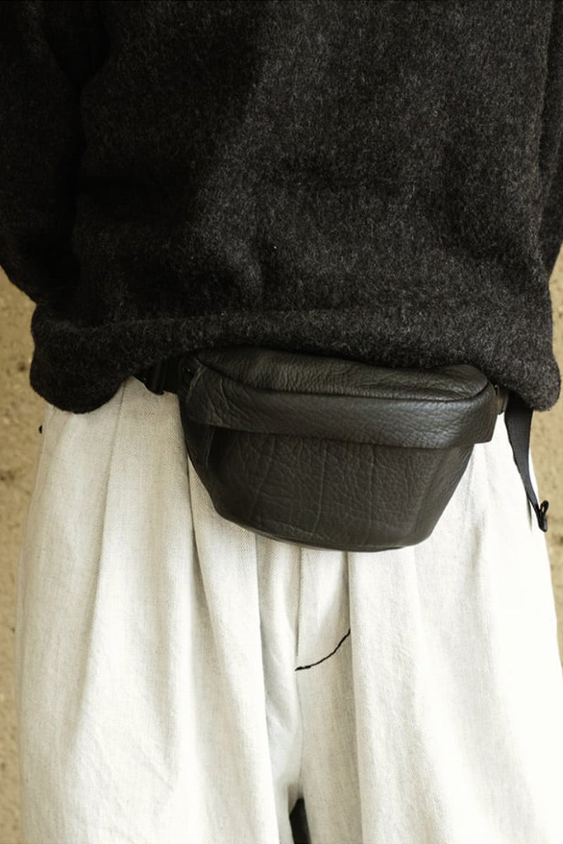 DEER LEATHER WAIST BAG M/ BLACK